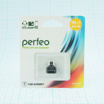 Переходник micro USB B штекер - USB A гнездо, черный, с OTG, Perfeo PF_5043