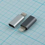 Переходник Lightning 8pin(Apple) штекер - micro USB B гнездо, серый, серебристый, Perfeo