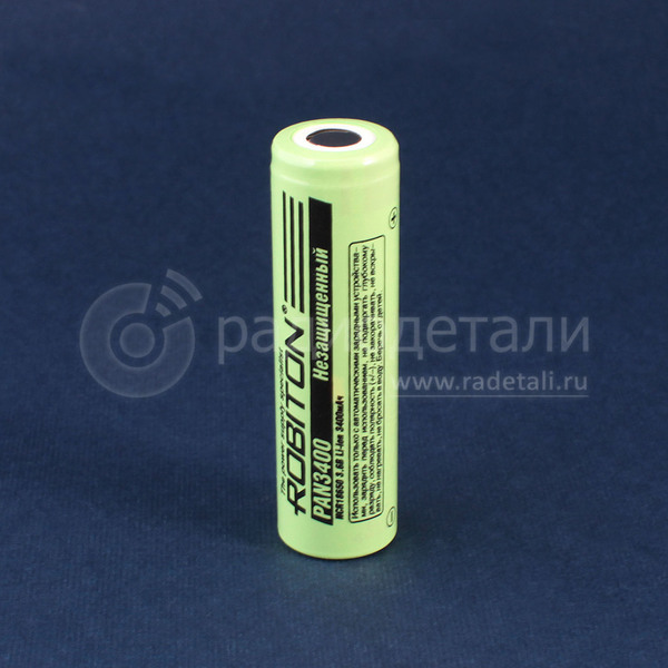 Аккумулятор 18650 Robiton Li-NCR18650B 3.6V PAN3400mAh (литий-никель-кобальт)