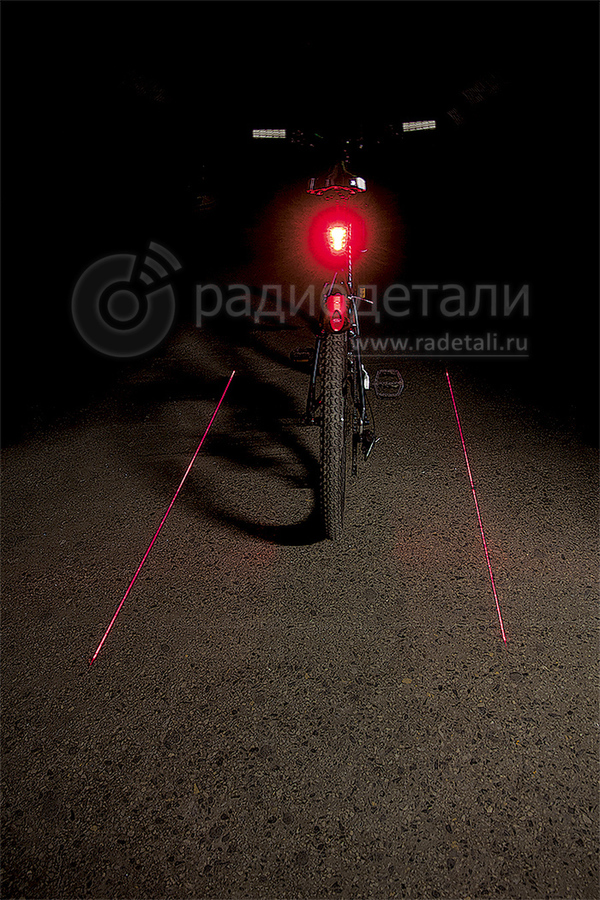 Фонарь велосипедный с лазерными указателями 5Led+2 красных лазера 2хААА V-052 ЯРКИЙ ЛУЧ