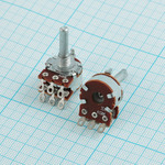 Резистор переменный 100/100 кОм сдвоенный 20% 0.125 Вт линейная A, вал 3/20 мм СП3-400дМ