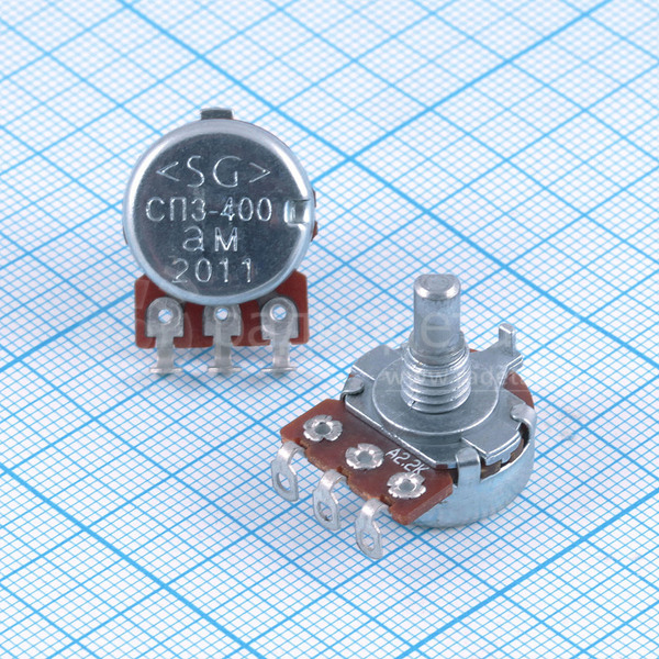 Резистор переменный 2.2 кОм 20% 0.125 Вт линейная А, вал 3/12 мм СП3-400аМ