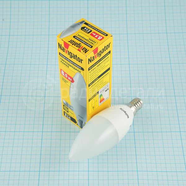 Светодиодная лампа свеча E27 220V 8.5W 6500K Navigator NLL-C37-8.5-230-6.5K-E27-FR 61329
