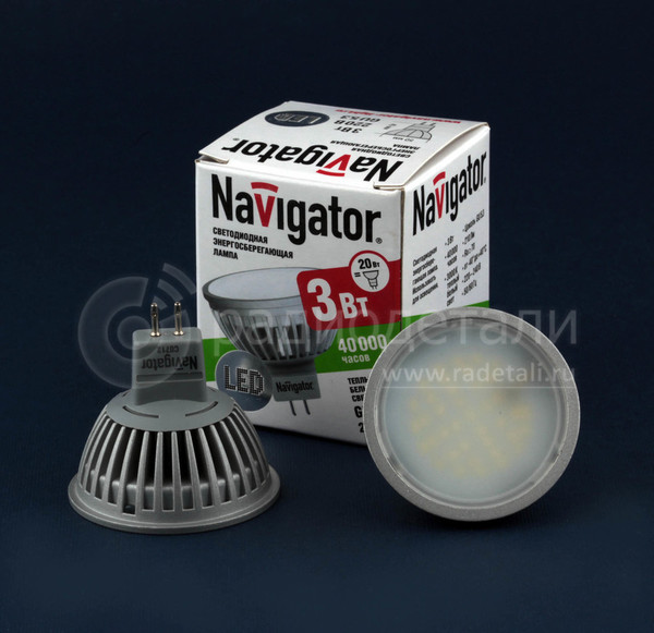 Светодиодная лампа GU5.3 220V 3W 3000K MR16 Navigator NLL- MR16-3-230-3K (94 255)
