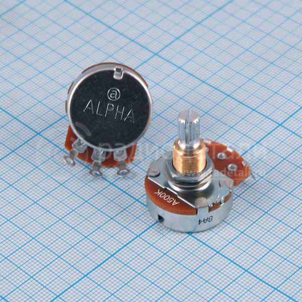 Резистор переменный 500 кОм 0.25 Вт 20% логарифм А вал 6/20 RV24AF-10E6-20K-A500K-10J9 Alpha