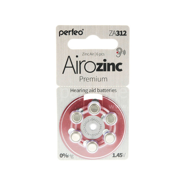 Батарейка Zinc-Air ZA312 (PR41) 1.4V BP6 Perfeo воздушно-цинковые для слуховых аппаратов