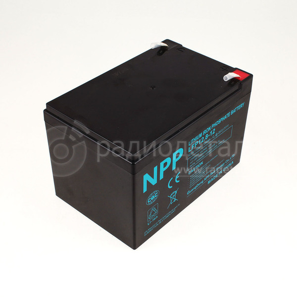 Аккумулятор LiFePO4 12.8В, 12,0Ач (ШхВхТ,150х98х95мм) NPP LFP 12.8-12, зарядка для свинц.кислотных аккумуляторов