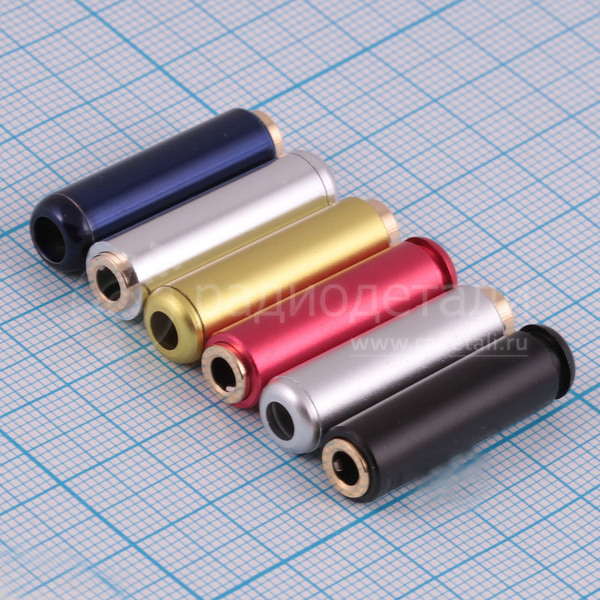 1.002 Гнездо 3.5 мм 4 контакта (4 pole), на кабель, G/Ni (черное, синее, красное, желтое, серебро)