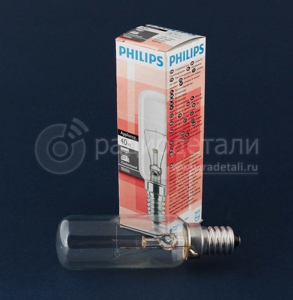 Лампа для вытяжных шкафов E14 40W T25L PHILIPS (T25/86 L=86мм d=25мм)