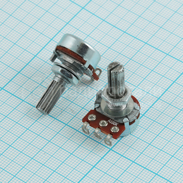 Резистор переменный 100 кОм 20% 0.125 Вт линейная А, вал 6/20 мм СП3-500аМ