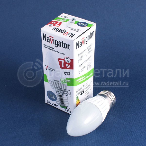 Светодиодная лампа свеча E27 220V 7W 4000K Navigator NLL-C37-7-230-4K 94494