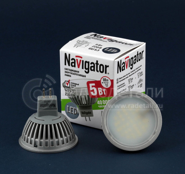 Светодиодная лампа GU5.3 220V 5W 4000K MR16 Navigator NLL- MR16-5-230-4K 94129
