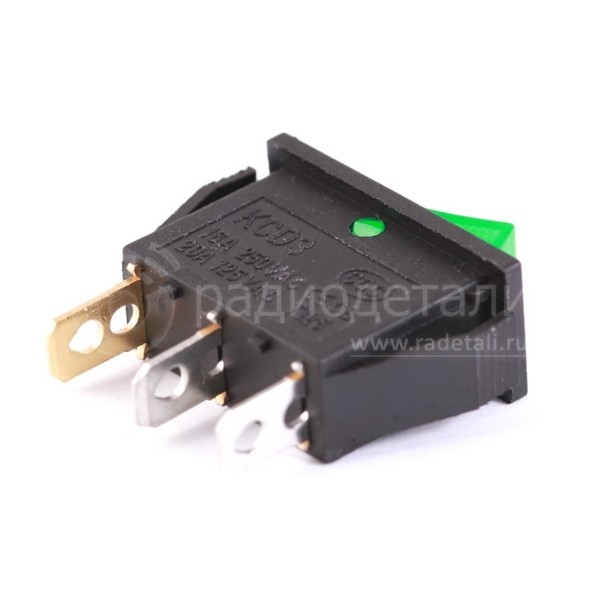 Выключатель OFF-ON, RWB-403, KCD3 220V/15A, подсветка neon, 3 контакта, под отв. 26х10,5мм, №12.029