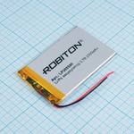 Аккумулятор LP385590 3.7V 2300mAh (3.8х55х90мм) с защитой, с выводами, Robiton