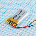 Аккумулятор LP502035 3.7V 300mAh (5х20х35мм) с защитой, с выводами, Robiton